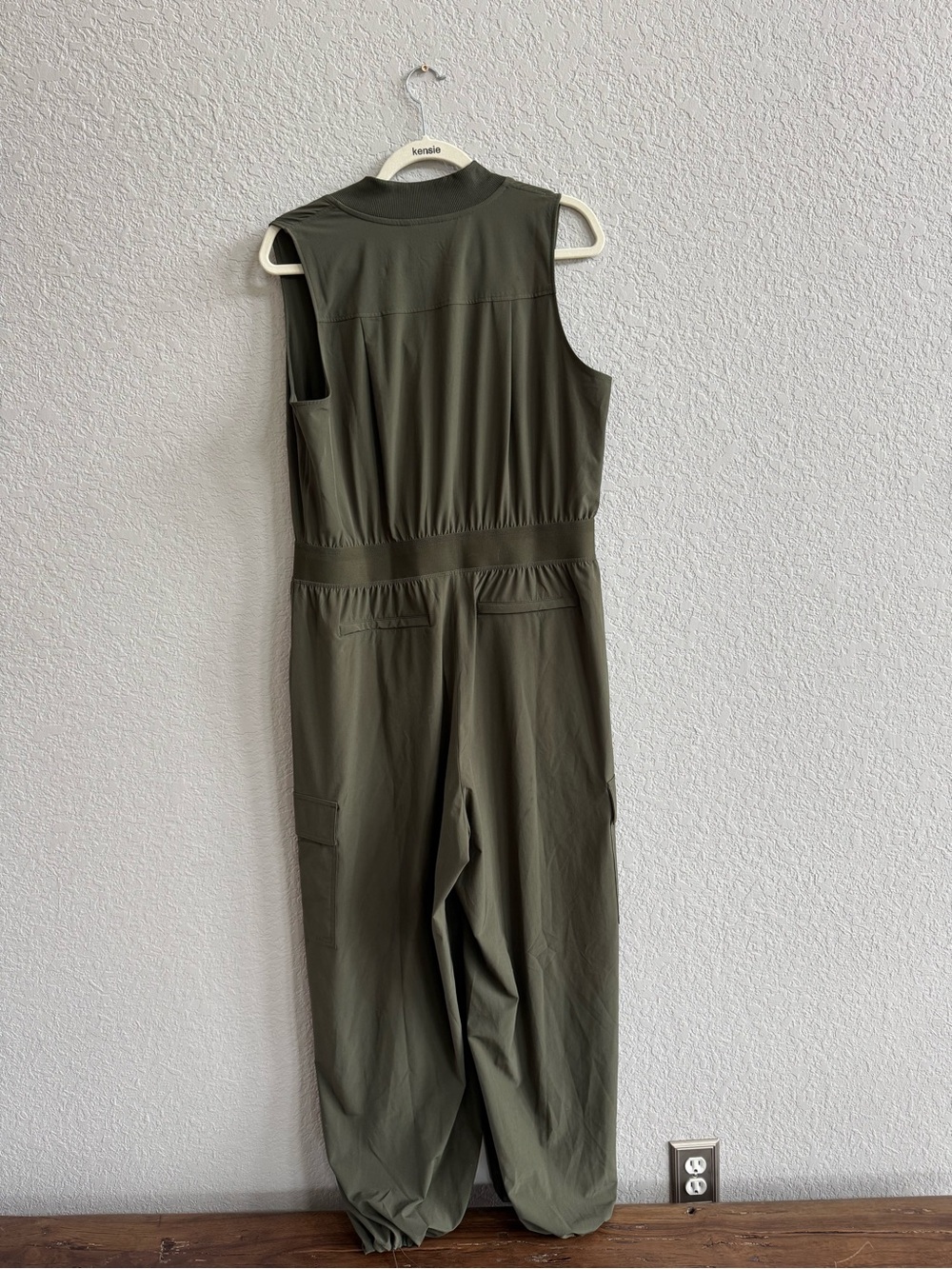 Athleta Olive Green Sleeveless Zip-Front Jumpsuit - Picture 2 of 2